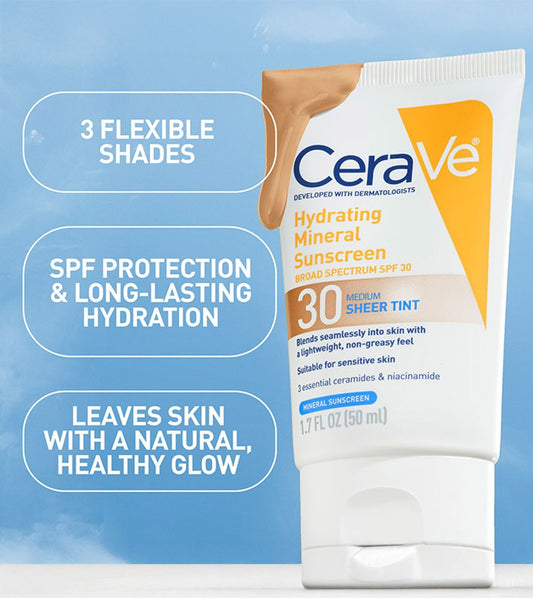 Hydrating Mineral Sunscreen SPF 30 Face Sheer Tint, Shade: Deep